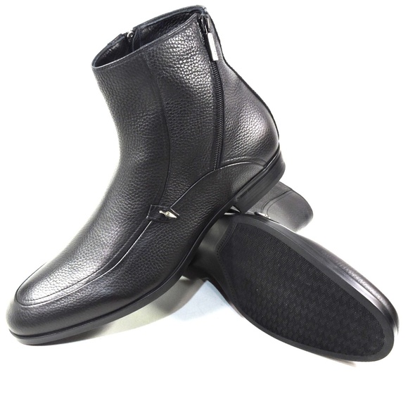 GOODMAN ?? MEN\'S BLACK SOFT LEATHER COMFORT WINTER ANKLE BOOTS main image 8